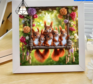 Preview: Diamond Painting Eichhörnchen auf der Schaukel